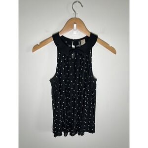 Going Out Chic Minimalist Womens Tank Top 6 Black Polka Dots Sheer Quiet Luxury